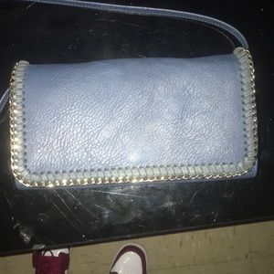 Blue leather crossbody bag wallet